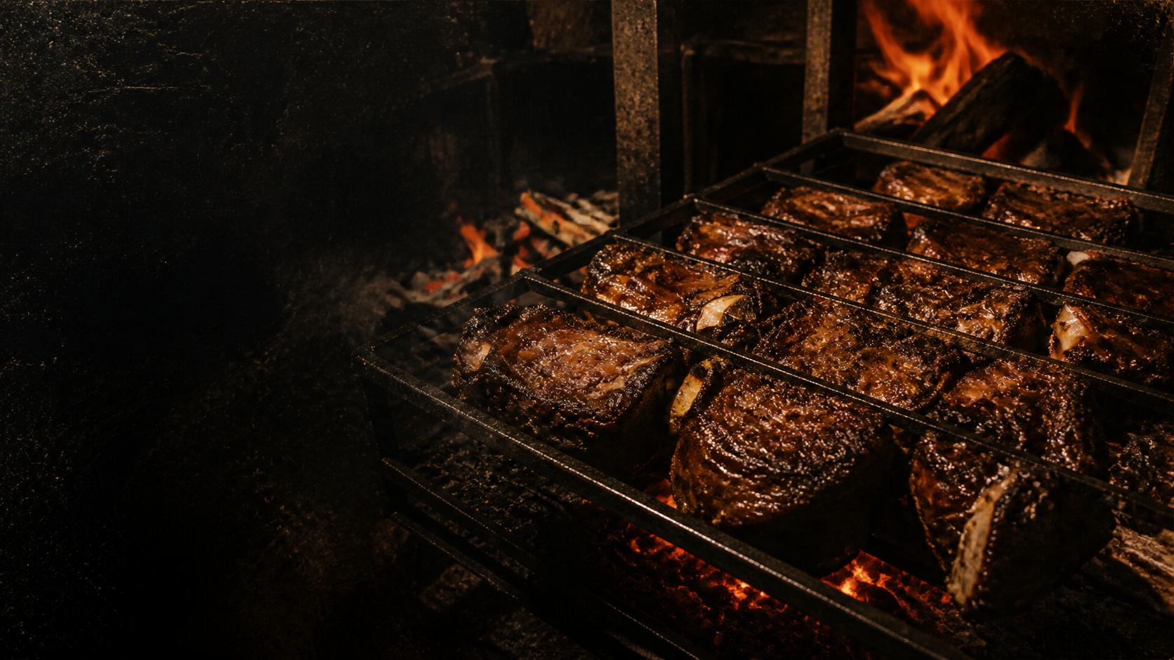 Costela assando sobre a brasa
